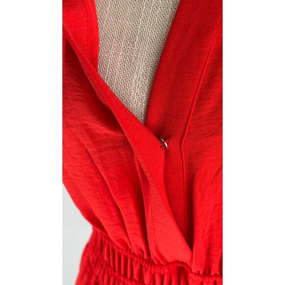 Tahari Arthur S Levine Short Sleeve Tiered Mini Dress Poppy Red Womens Small New - Picture 4 of 11